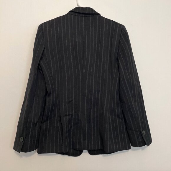 VINTAGE VTG ARMANI COLLEZIONI Black White Vertical Pinstripe WOOL Blazer Jacket - Picture 8 of 16